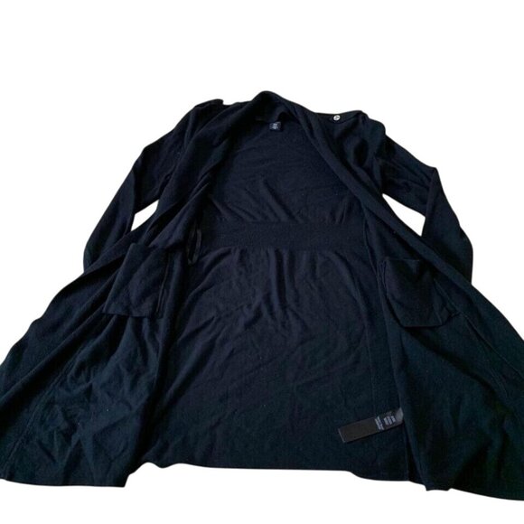 White House Black Market Duster Sweater Women’s Size XXS Black Open Front Rayon - Picture 3 of 5